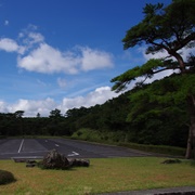 大大的停車場，一架車輛也沒有。