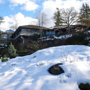 公園內還有不少積雪。